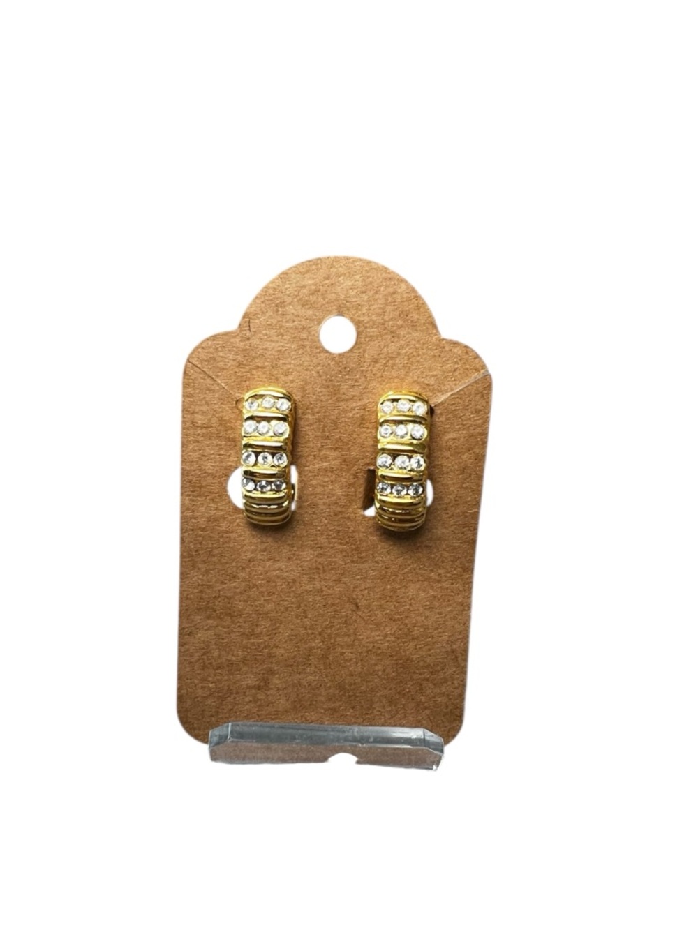 Gold Rhinestone Clip On Earrings Women Jewelry